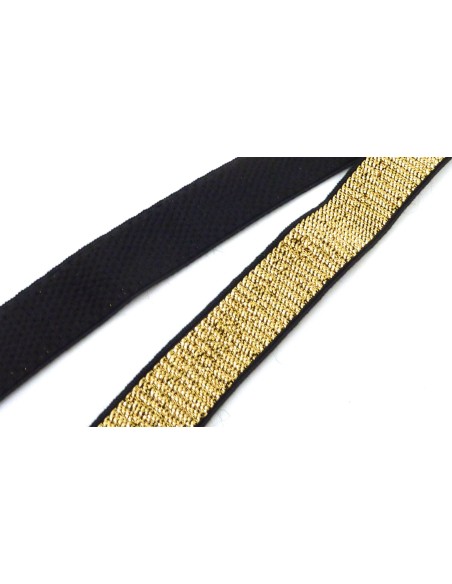 R-50cm Ruban galon élastique 15mm doré bordure noire très belle qualité et très brillant pour headband