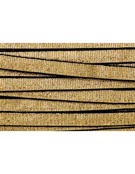 R-50cm Ruban galon élastique 15mm doré bordure noire très belle qualité et très brillant pour headband