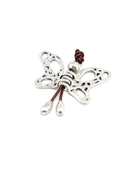 pendentif papillon argenté en kit