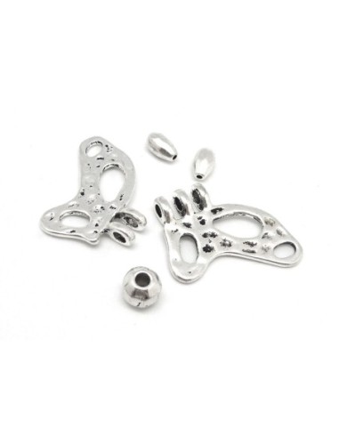 pendentif papillon argenté en kit