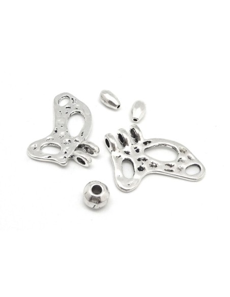 pendentif papillon argenté en kit