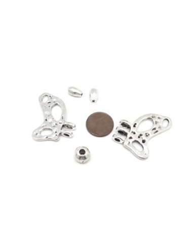 pendentif papillon argenté en kit