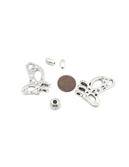 pendentif papillon argenté en kit