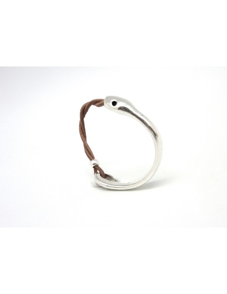 Intercalaire Fermoir crochet demi jonc serpent en métal argenté environ 5,5cm - 6cm d'ouverture