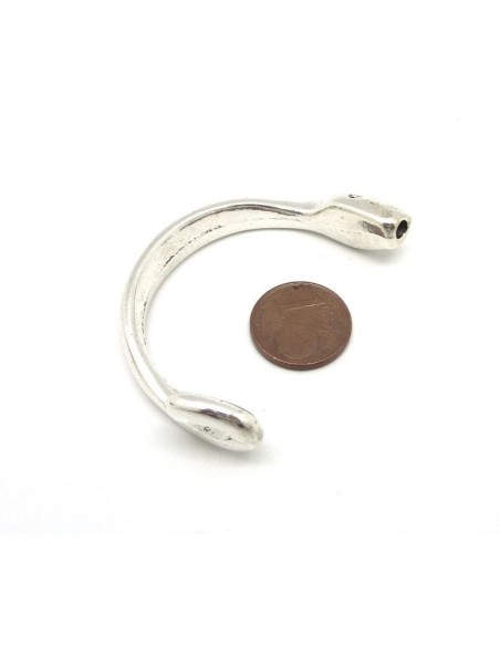 Intercalaire Fermoir crochet demi jonc serpent en métal argenté environ 5,5cm - 6cm d'ouverture