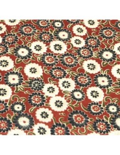 R-Coupon tissus à petite fleur beige et noir sur fond...