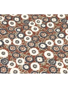 R-Coupon tissus à petite fleur beige et noir sur fond...