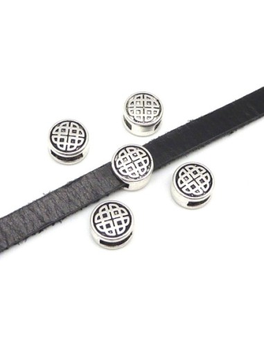 10 Perles passant ronde travaillé slide pour...