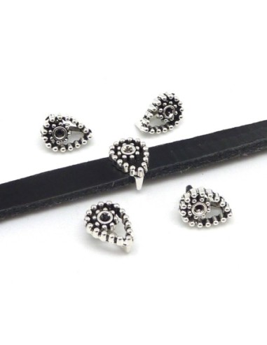 Passant forme goutte pour lanière 6mm en métal argenté