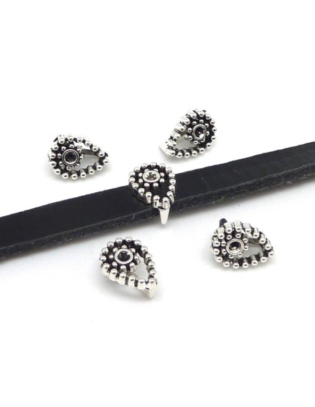 Passant forme goutte pour lanière 6mm en métal argenté