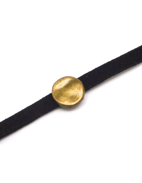 Passe cuir metal couleur bronze pour lanière de 4mm