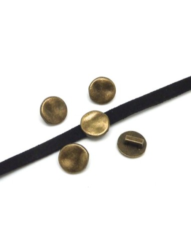 Passe cuir metal couleur bronze pour lanière de 4mm