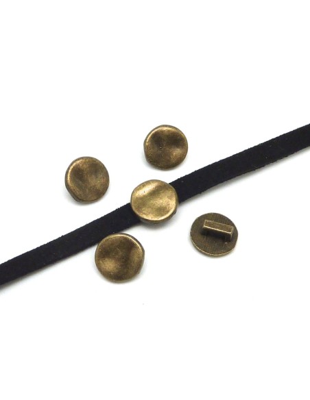 Passe cuir metal couleur bronze pour lanière de 4mm