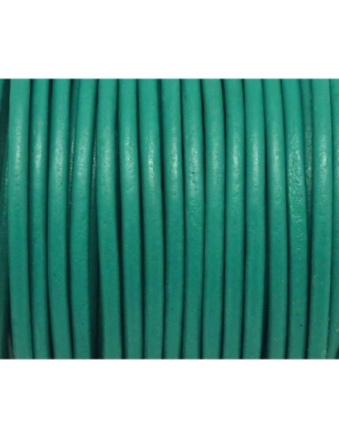 2m Cordon cuir rond 2,5mm de couleur bleu vert turquoise