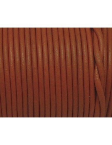 2m Cordon cuir rond 2,5mm de couleur orange citrouille tangerine mat