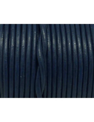 Cordon cuir rond 2,5mm couleur bleu marine