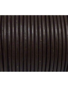 R-2m Cordon cuir rond 2,5mm de couleur marron foncé, brun