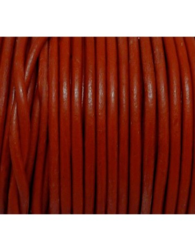 2m Cordon cuir rond 2,5mm de couleur rouge vif