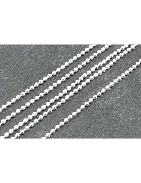 Chaînette bille 1,2mm super fine et souple en métal argenté brillant blanc