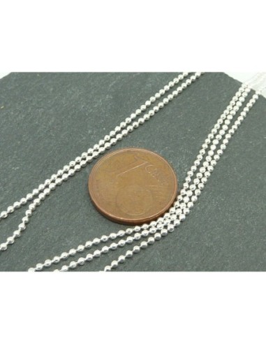 Chaînette boule argenté brillant blanc en métal