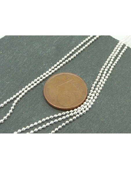 Chaînette boule argenté brillant blanc en métal