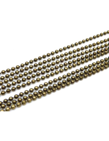 1m de chaînette bille 1,2mm super fine et souple en métal de couleur bronze