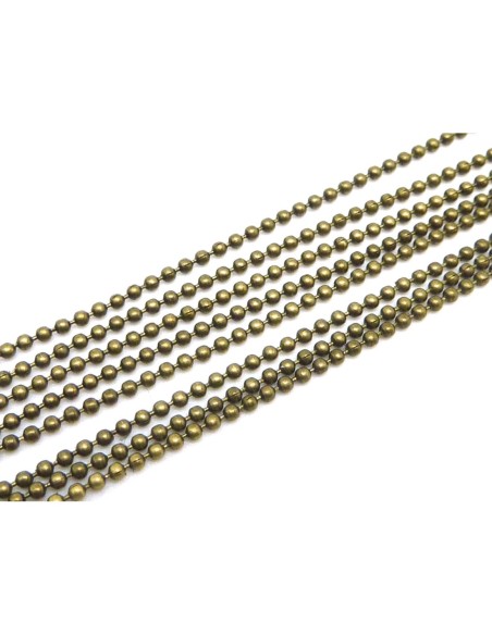 1m de chaînette bille 1,2mm super fine et souple en métal de couleur bronze