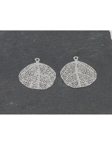 R-2 Estampes feuille ronde en filigrane très fine, légère et stylisé 21mm en métal argenté