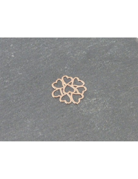 5 Estampes en filigrane connecteur coeur en forme de fleur 12mm en métal doré rose, cuivré très fin