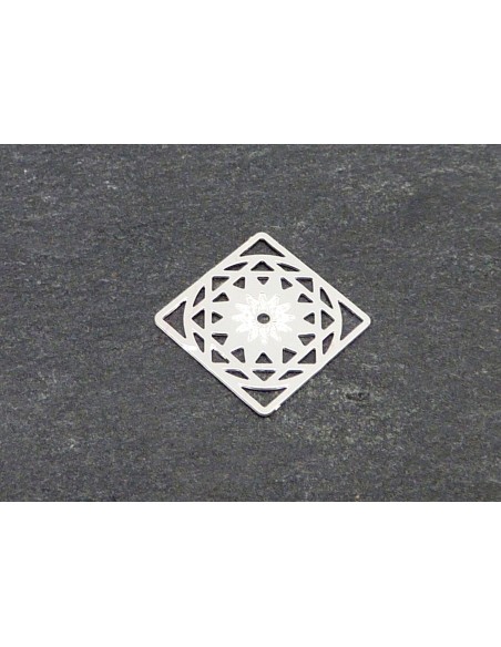 R-4 Estampes connecteur carré en filigrane travaillé 12,6mm en métal argenté brillant blanc