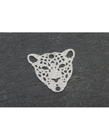 R-4 connecteurs félin, tigre en filigrane travaillé 15mm en métal argenté brillant blanc