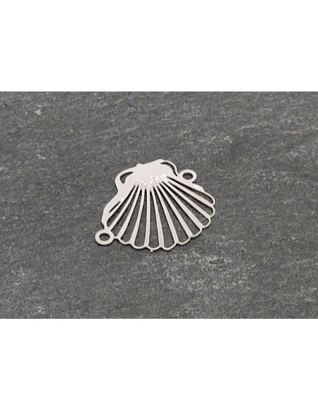 R-4 connecteurs coquillage en filigrane évidé très fin 17mm en métal argenté