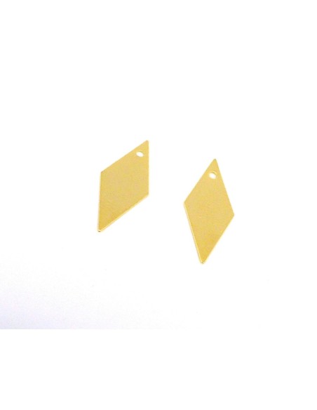 2 breloques losange sequin 18,5mm x 7,5mm en métal doré fine et légère