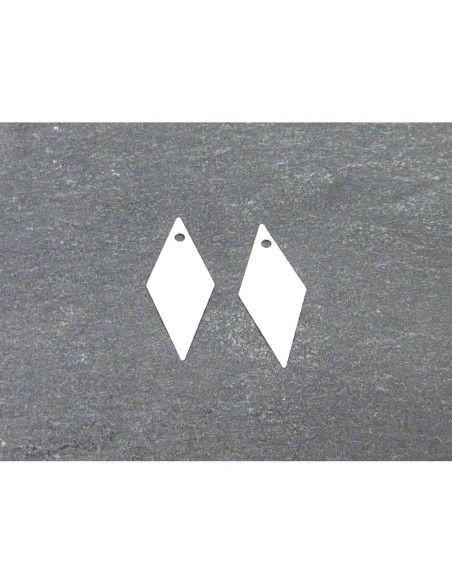 R-2 breloques losange sequin 18,5mm x 7,5mm en métal argenté fine et légère