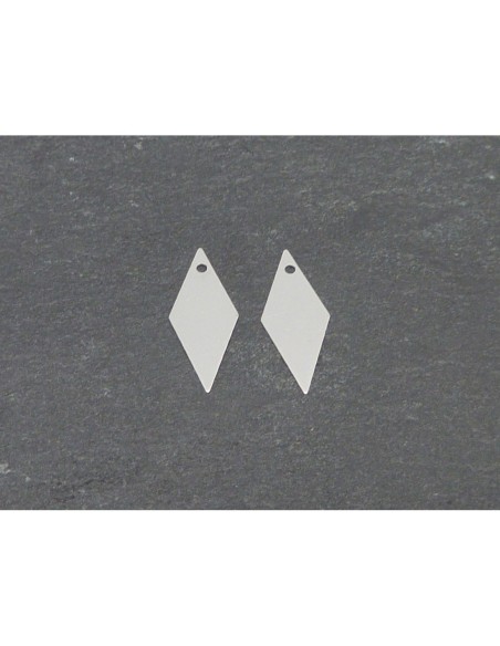 R-2 breloques losange sequin 18,5mm x 7,5mm en métal argenté fine et légère