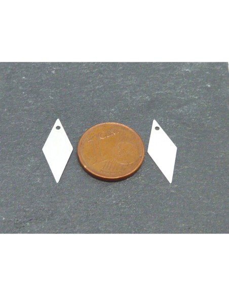 R-2 breloques losange sequin 18,5mm x 7,5mm en métal argenté fine et légère