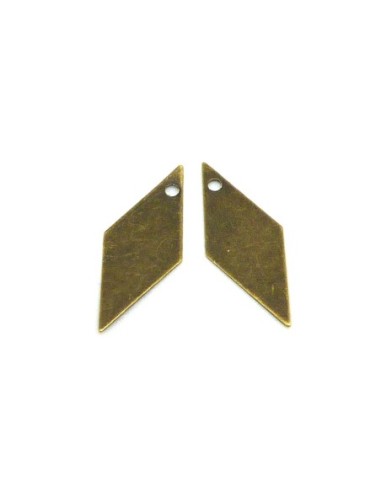 R-2 breloques losange sequin 18,5mm x 7,5mm en métal de couleur bronze fine et légère