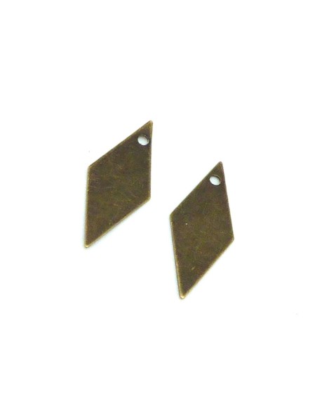 R-2 breloques losange sequin 18,5mm x 7,5mm en métal de couleur bronze fine et légère