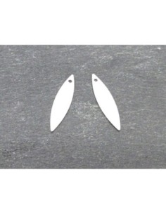 2 breloques navette sequin effilées 22mm x 5mm en métal...