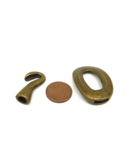 R-Fermoir crochet rectangle en métal de couleur bronze