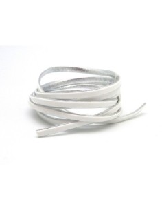 1m lanière cuir synthétique bicolore blanc et argenté  3mm aspect brillant vernis 