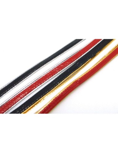 1m lanière cuir synthétique bicolore blanc et argenté  3mm aspect brillant vernis 