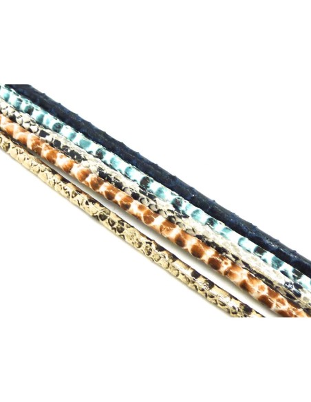 R-50cm Cordon simili cuir 2,5mm imitation serpent écaille dégradé de blanc, gris noir tendance esprit chic