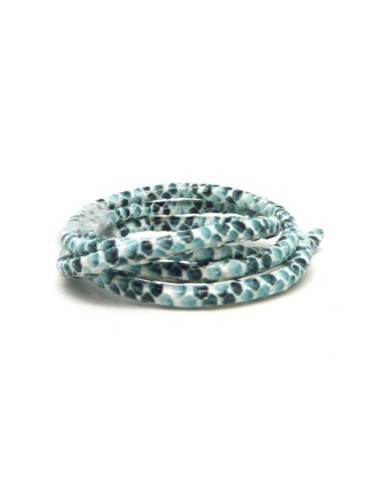 50cm Cordon simili cuir 2,5mm imitation serpent écaille dégradé de bleu pastel, vert d'eau, blanc, noir