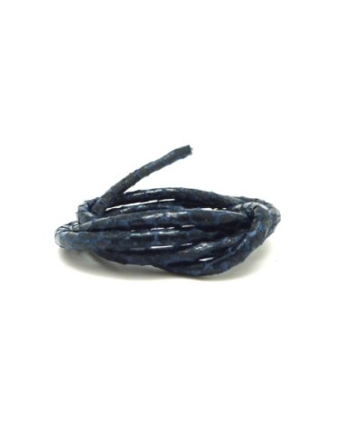 50cm Cordon simili cuir 2,5mm imitation serpent écaille bleu marine tendance chic
