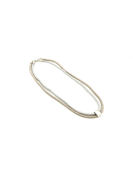 50cm Cordon chainette 4mm rose poudré brillant fil lurex enroulé sur chainette serpent