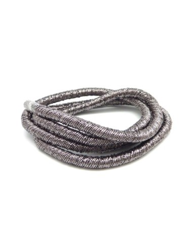 R-50cm Cordon chainette 4mm de couleur argenté hématite, gris foncé brillant fil lurex enroulé sur chainette