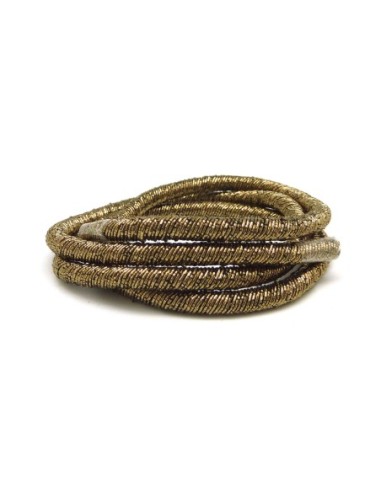 50cm Cordon chainette 4mm de couleur doré et noir brillant fil lurex enroulé sur chainette maille serpent