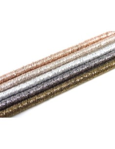 50cm Cordon chainette 4mm de couleur doré et noir brillant fil lurex enroulé sur chainette maille serpent 2