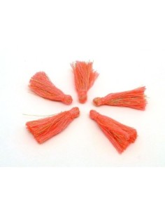 Lot de 5 Pompons rose fluo et doré 3cm en coton et polyester